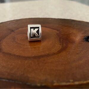 Authentic Pandora Letter K silver charm